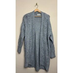 Anthropologie Womens Cardigan  Blue Sweater Size Small Open Nuria Cable Textured